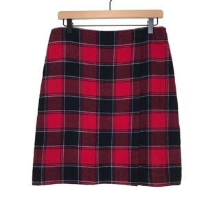 TALBOTS Wool Blend Faux Wrap Buffalo Plaid Skirt NWT 6